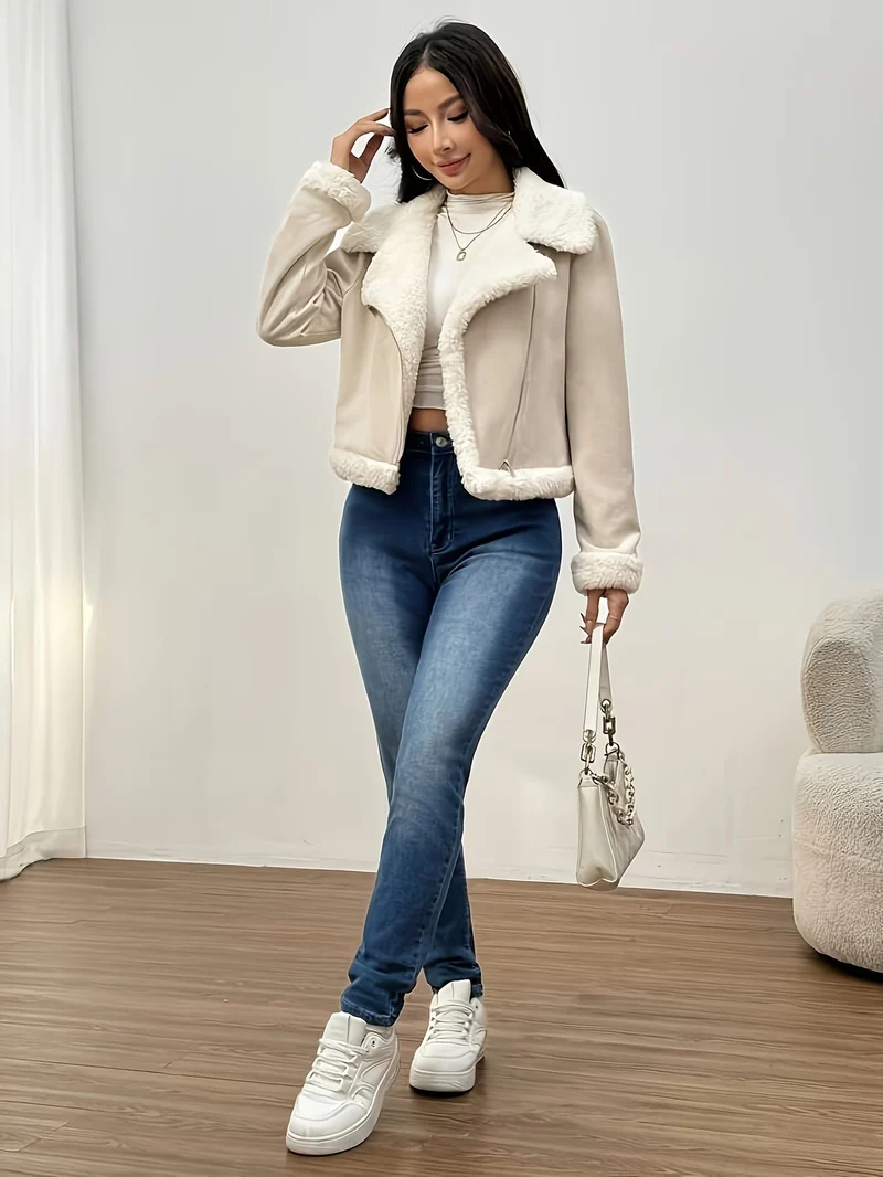 Eryka – Langärmelige Kunstlederjacke