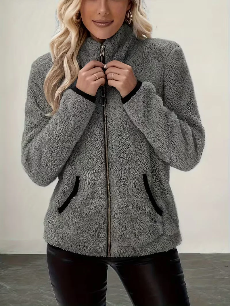 Galiena – Fuzzy-jacke MIT Langen Ärmeln Und Reißverschluss