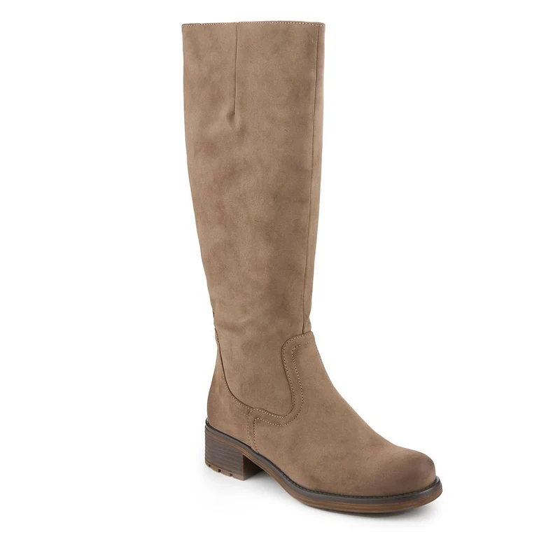 Stacked Heel Zip Up Long Boots - TELOO42002 / 328 282 - Taupe