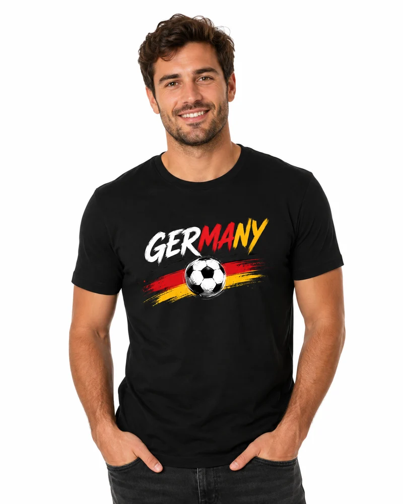 Germany T-Shirt Unisex – Fußball Fan-Shirt mit Frontprint in Schwarz-Rot-Gold