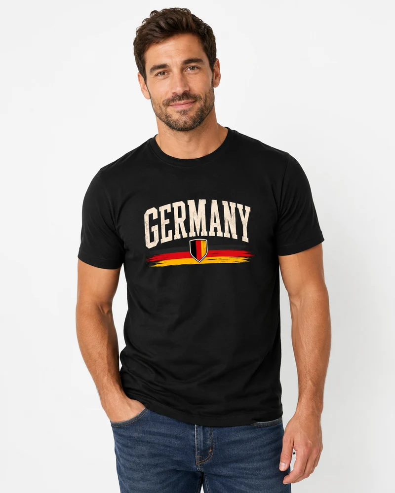 Germany T-Shirt Unisex – Fan-Shirt mit Vintage Frontprint in Deutschlandfarben