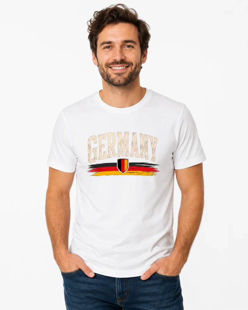 Germany T-Shirt Unisex – Fan-Shirt mit Vintage Frontprint in Deutschlandfarben