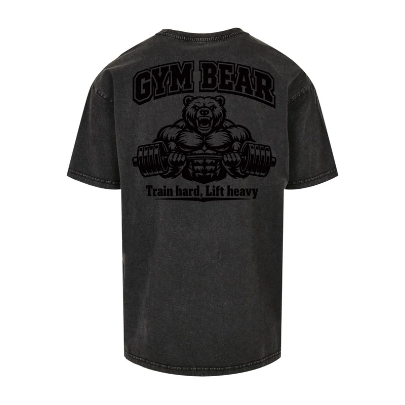 GYM BEAR Heavy Oversized Shirt – Herren Fitness T-Shirt im Acid Washed Look