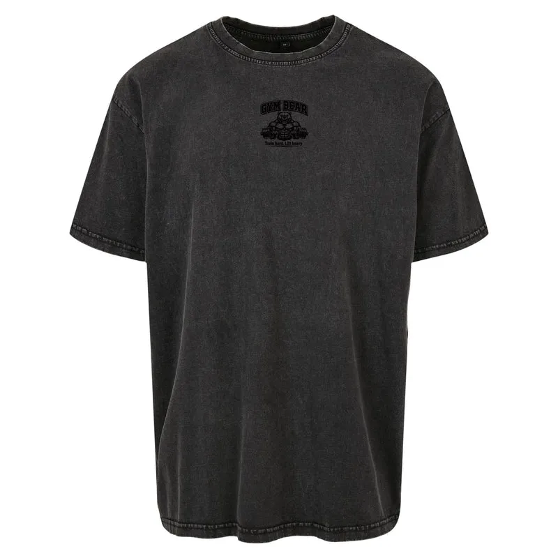 GYM BEAR Heavy Oversized Shirt – Herren Fitness T-Shirt im Acid Washed Look