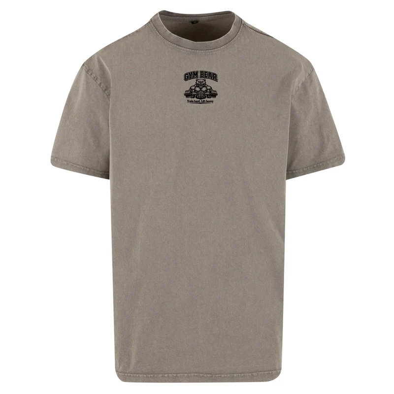 GYM BEAR Heavy Oversized Shirt – Herren Fitness T-Shirt im Acid Washed Look
