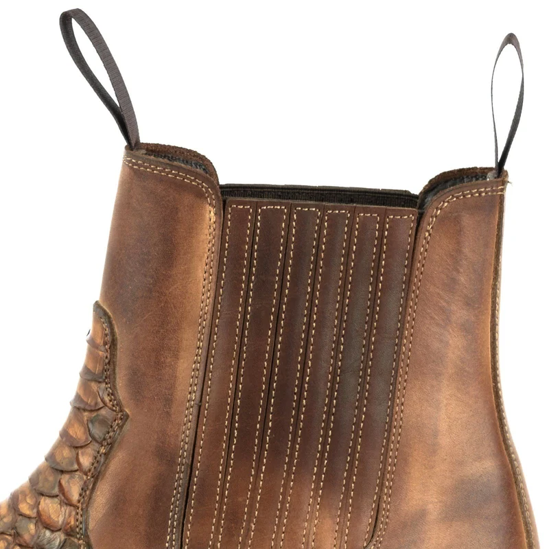 Urban Cowboy-Stiefeletten 2500 für Herren und Damen aus braunem und exotischem braunem Leder