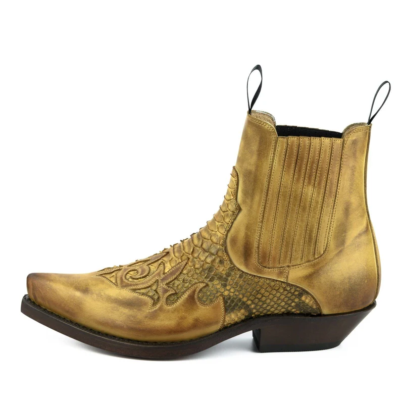 Urban Cowboy-Stiefeletten für Damen und Herren aus 2500-Gelb und exotischem Gelbleder