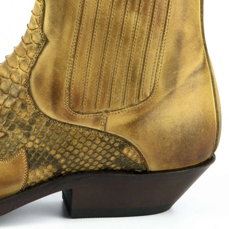 Urban Cowboy-Stiefeletten für Damen und Herren aus 2500-Gelb und exotischem Gelbleder