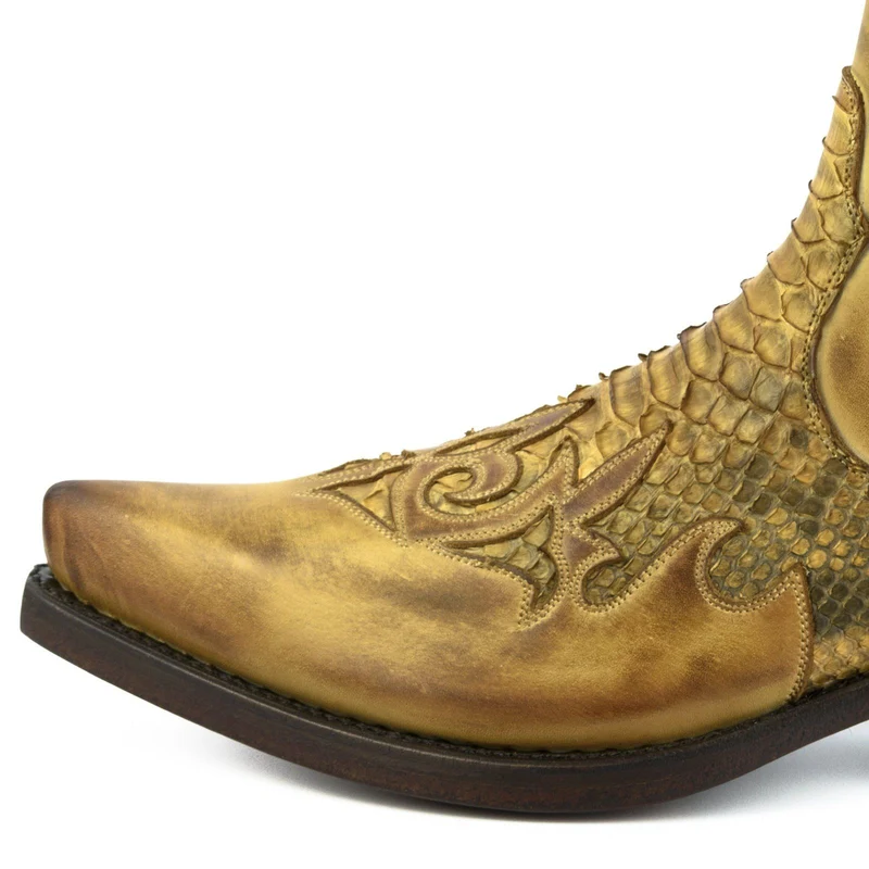 Urban Cowboy-Stiefeletten für Damen und Herren aus 2500-Gelb und exotischem Gelbleder