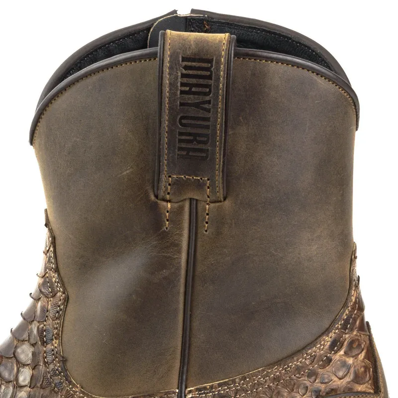 Country- und Western-Cowboy-Stiefeletten für Herren, 12 Leder aus exotischem Braun und Dunkelbraun