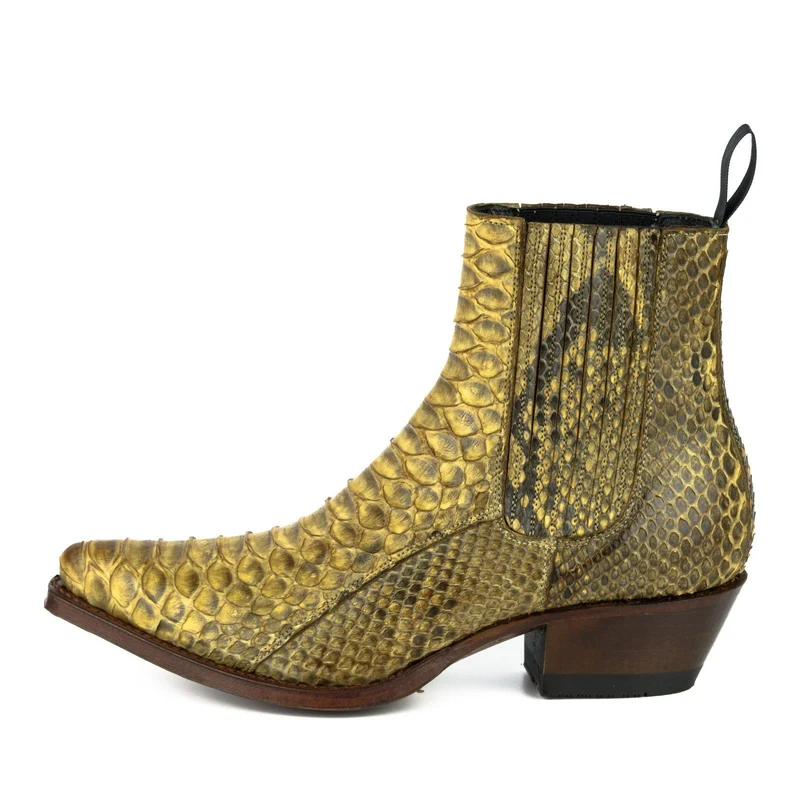 Urban Stiefeletten Damen 2496 Exotisches Leder Dunkelgelb