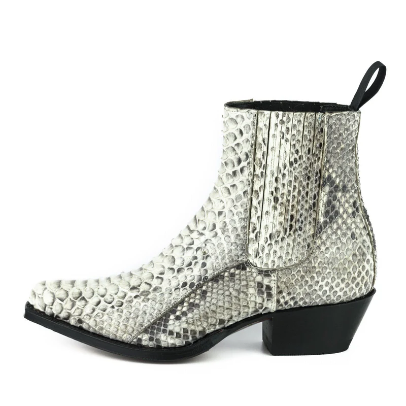 Damen Urban Stiefeletten 2496 Exotisches Leder Weiß