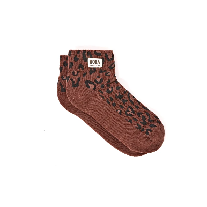ROKA Wembley Bio-Baumwoll-Crop-Socken | Mini-Leopard