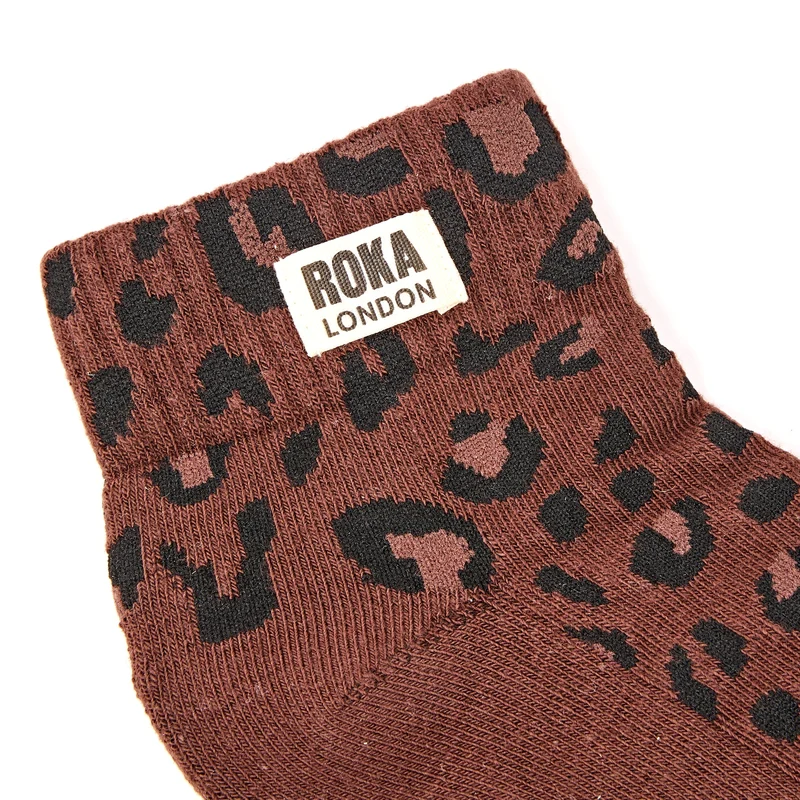 ROKA Wembley Bio-Baumwoll-Crop-Socken | Mini-Leopard