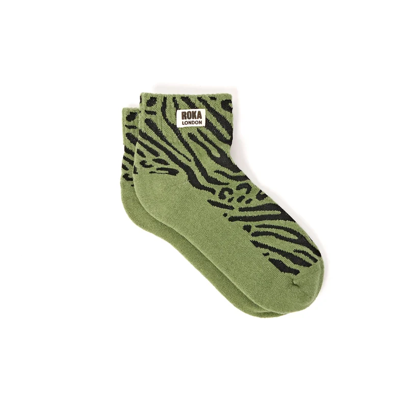 ROKA Wembley Bio-Baumwoll-Crop-Socken | Gemischtes Tier-Artischockenmuster