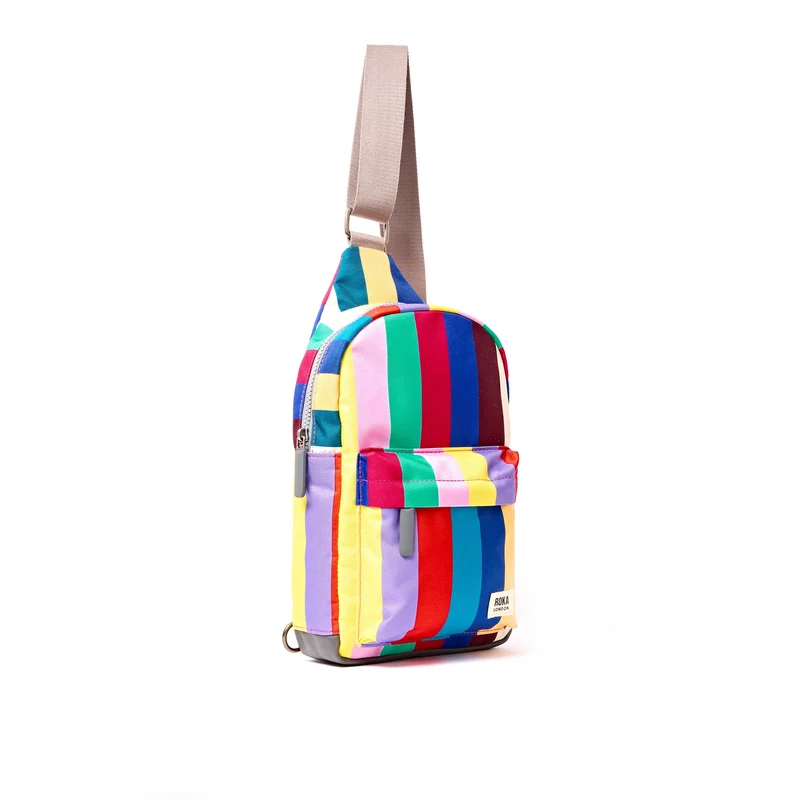 ROKA Willesden B Wide Multi Stripe Große Tasche aus recyceltem Canvas