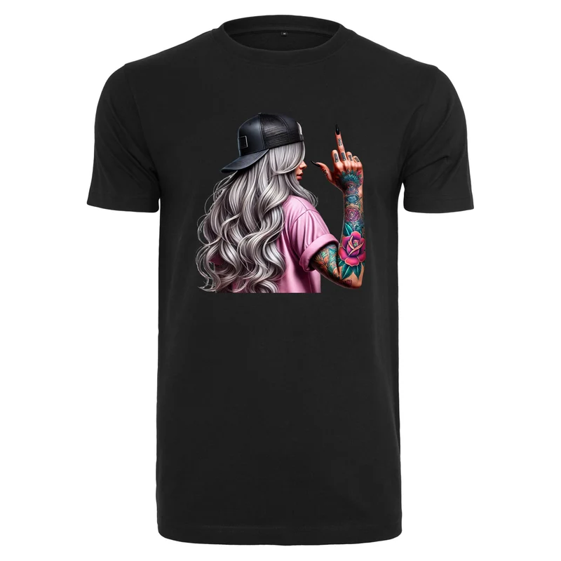 Urban Streetwear T-Shirt mit Tattoo Girl Print – Front oder Back wählbar