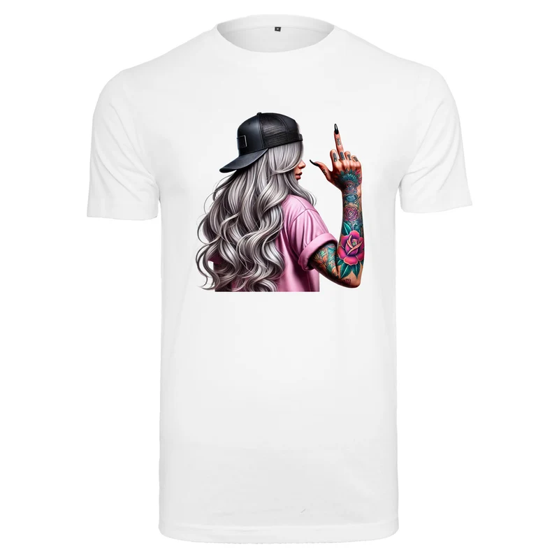 Urban Streetwear T-Shirt mit Tattoo Girl Print – Front oder Back wählbar