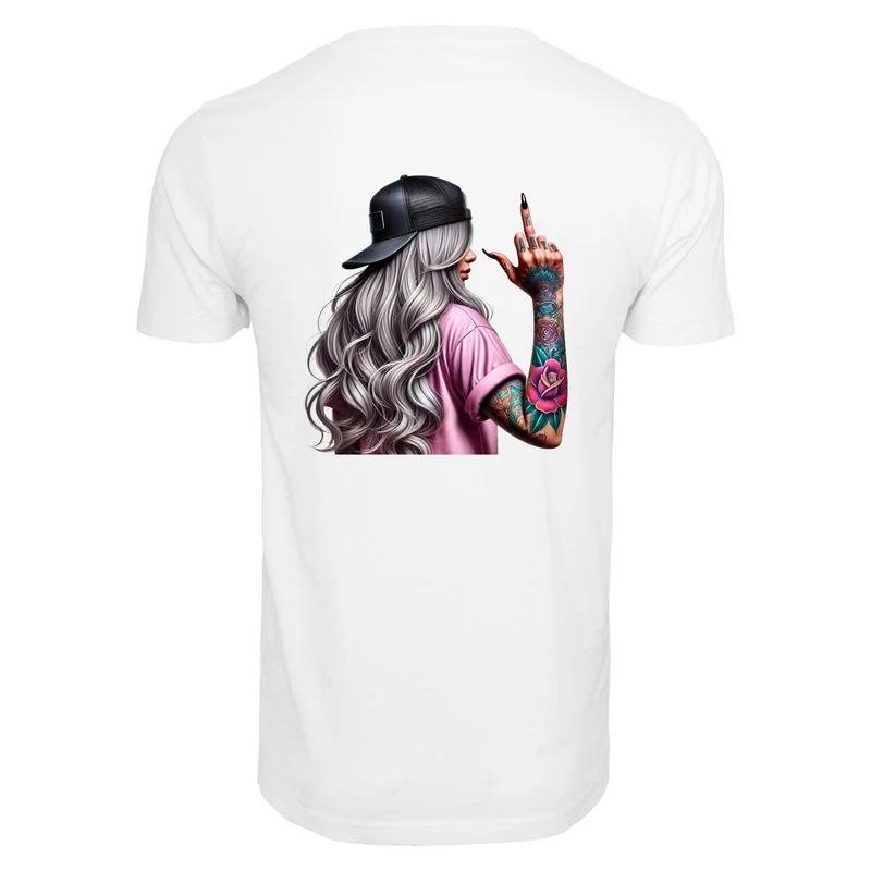 Urban Streetwear T-Shirt mit Tattoo Girl Print – Front oder Back wählbar