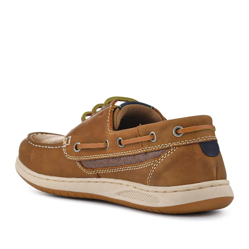 Leather Lace-Up Boat Shoes - SHAFI41001 / 327 096 - Brown