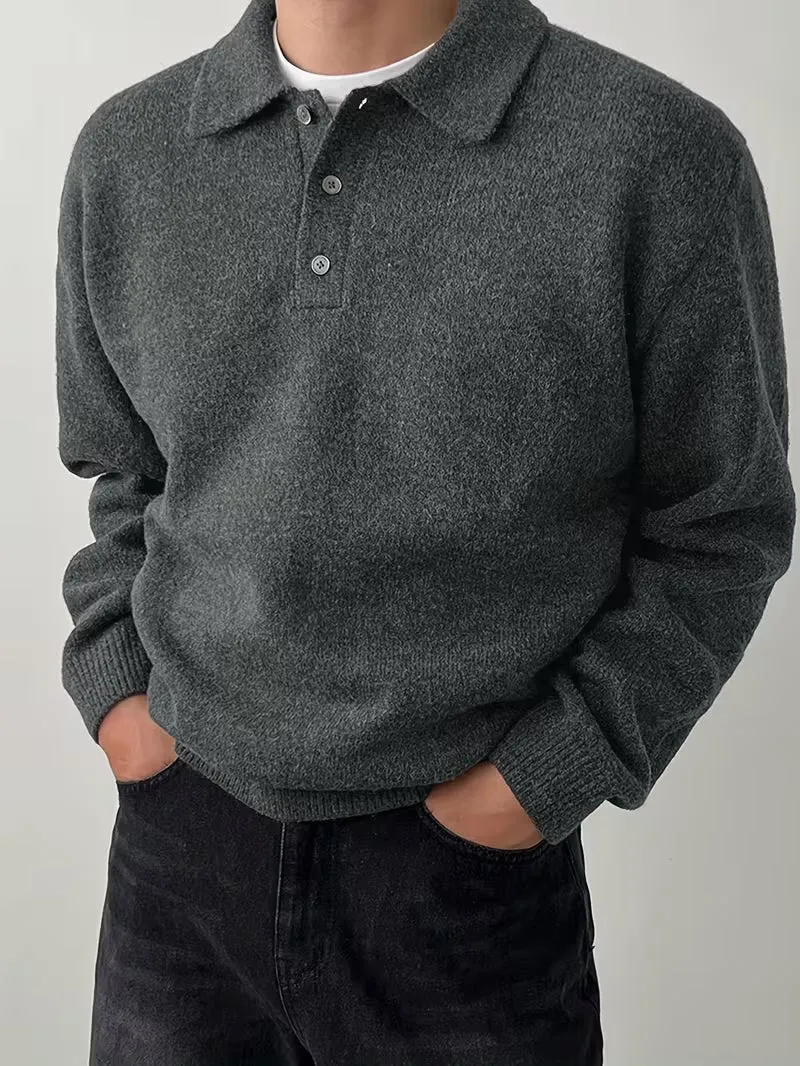 Yusif – Langärmeliger Strickpullover mit Knopfleiste