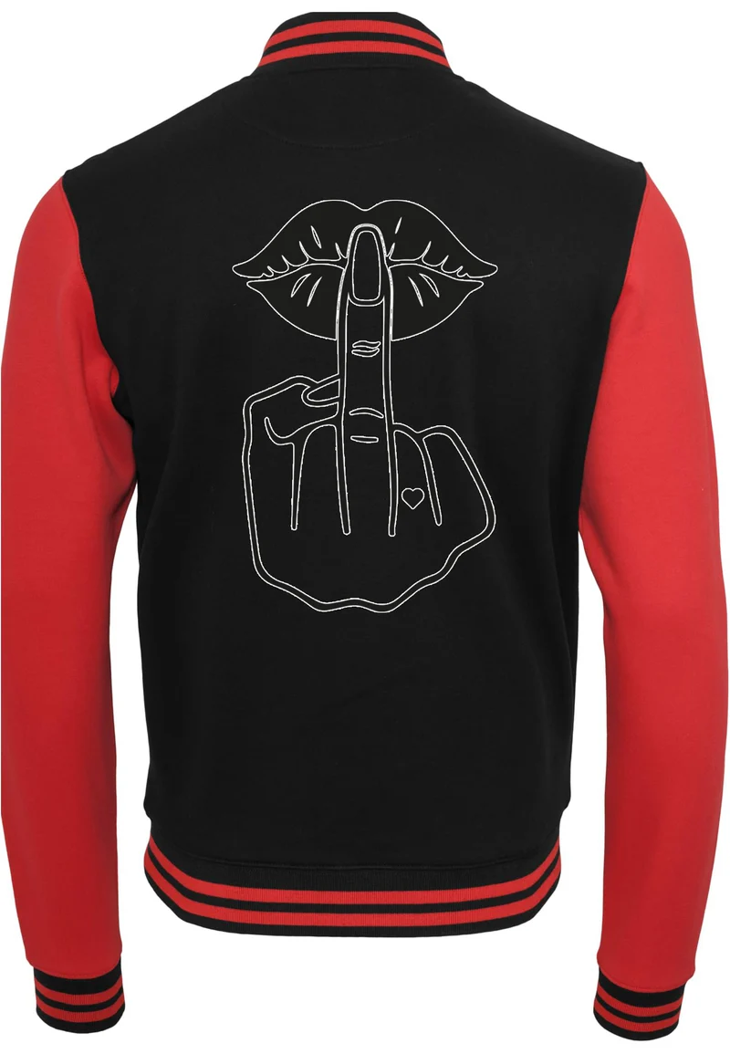 Collage Jacke - Lippen Lips Mittelfinger