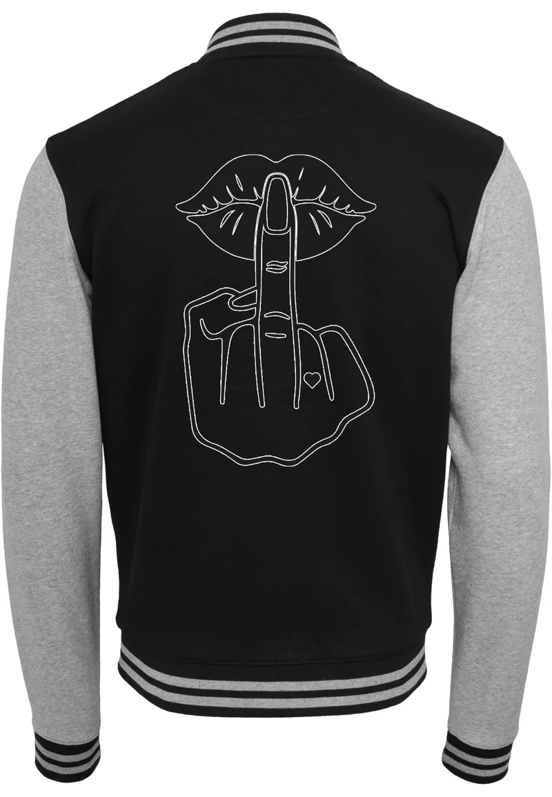 Collage Jacke - Lippen Lips Mittelfinger