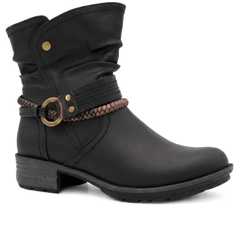Buckle Detail Zip Fasten Ankle Boots - WOIL44048 / 329 800