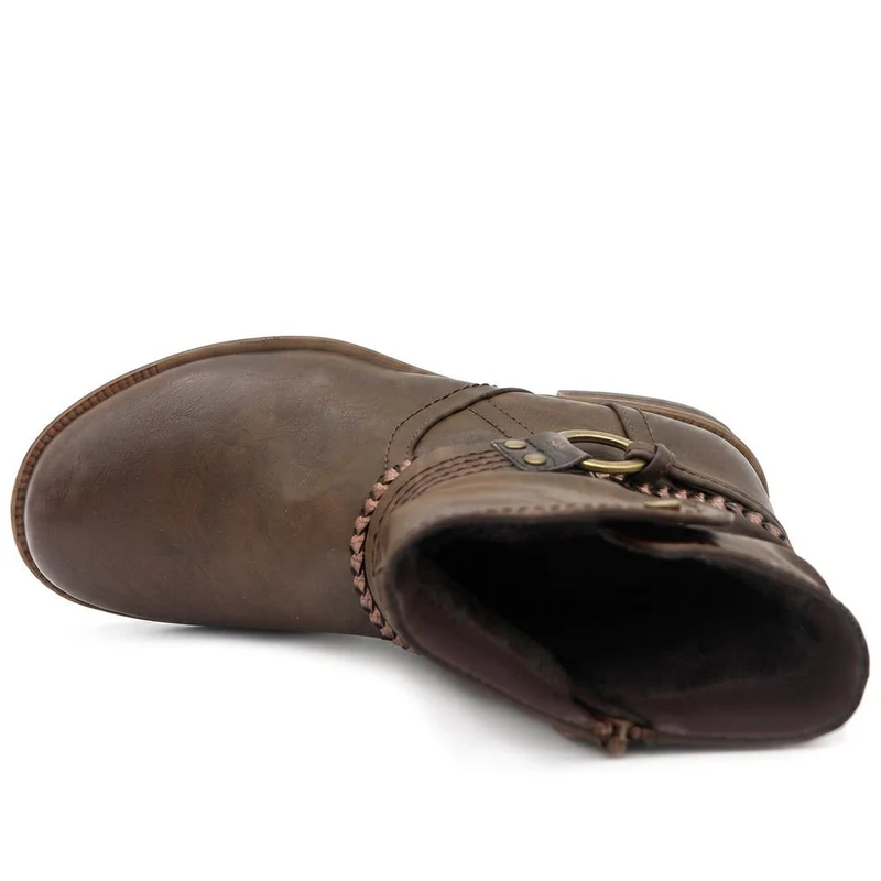 Buckle Detail Zip Fasten Ankle Boots - WOIL44048 / 329 800 - Brown