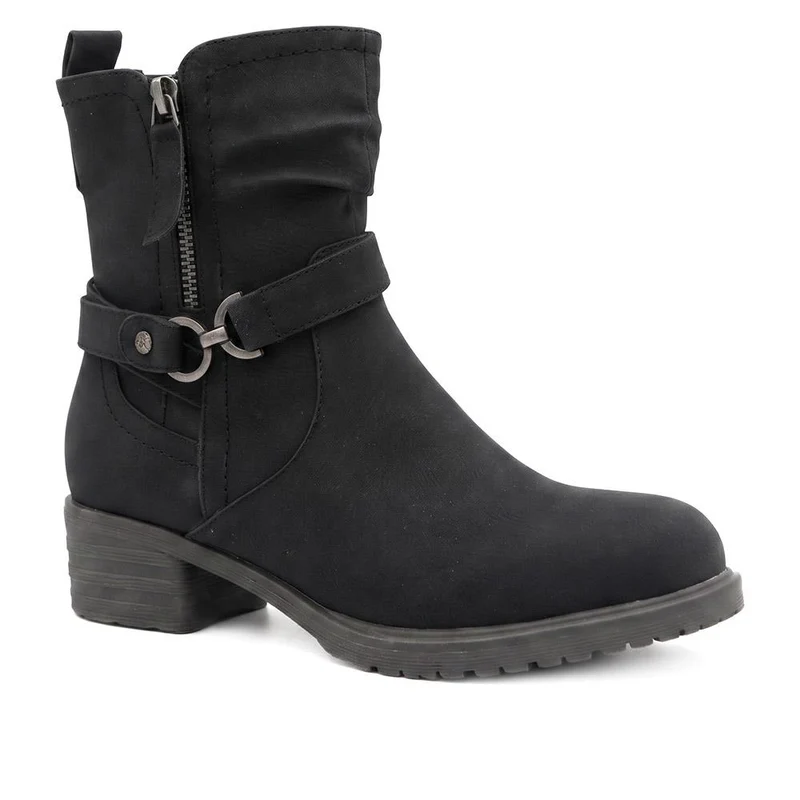 Warm Lined Zip Fasten Calf Length Boots - LECHE44004 / 329 942 - Black