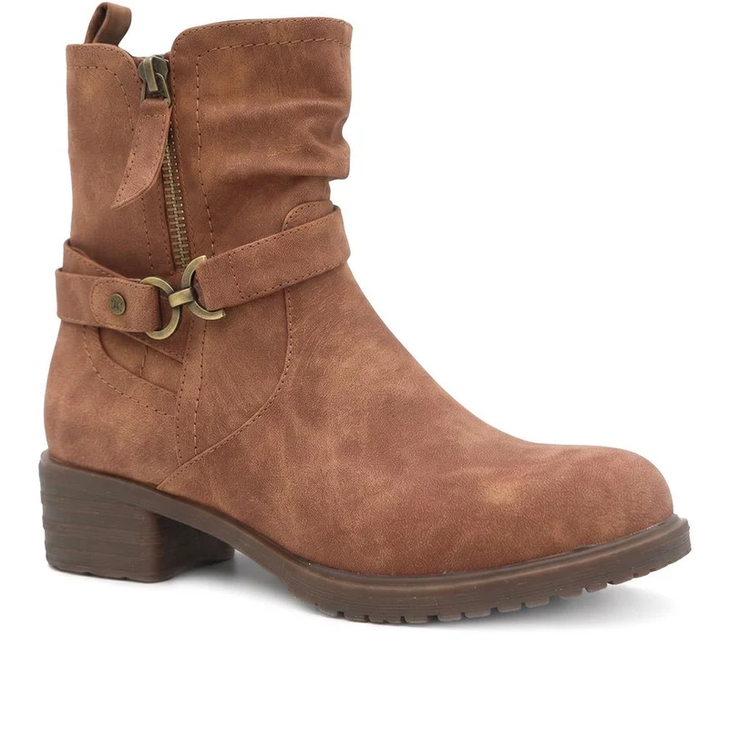 Warm Lined Zip Fasten Calf Length Boots - LECHE44004 / 329 942 - Tan