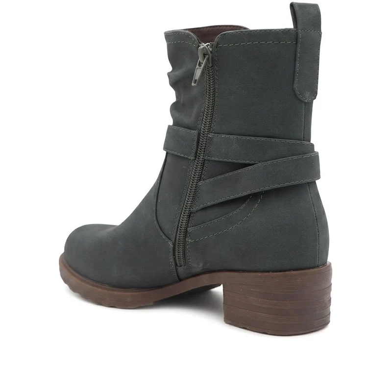 Warm Lined Zip Fasten Calf Length Boots - LECHE44004 / 329 942 - Green