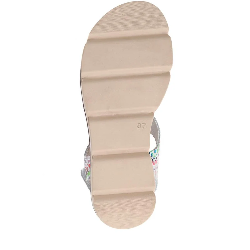 Touch-Fasten Platform Sandals - LYAN39013 / 325 392 - White Multi