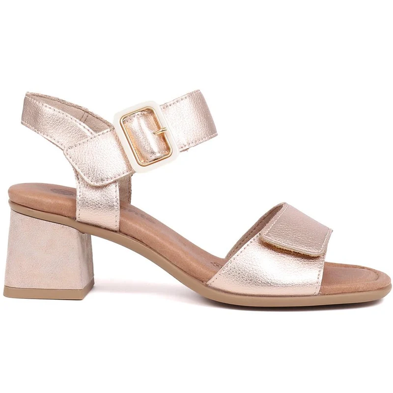 Leather Heeled Sandals - DRS39510 / 325 410 - Rose Gold