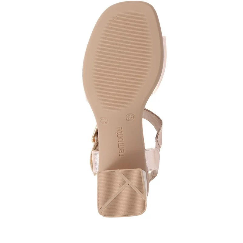 Leather Heeled Sandals - DRS39510 / 325 410 - Rose Gold