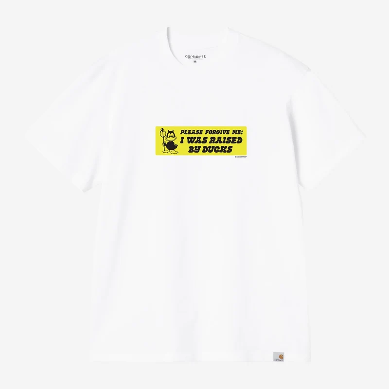 Carhartt WIP Herren-T-Shirt mit Autoaufklebern | Weiß