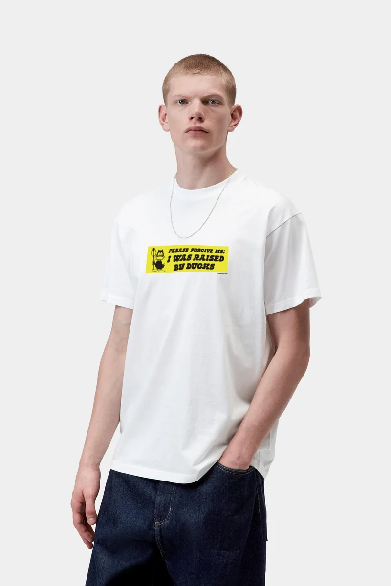 Carhartt WIP Herren-T-Shirt mit Autoaufklebern | Weiß