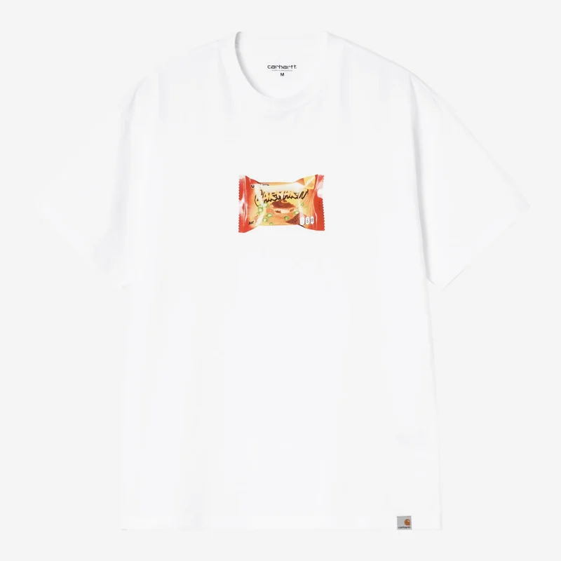 Carhartt WIP Herren-T-Shirt mit Aufdruck „Imbiss am Straßenrand“ | Weiß