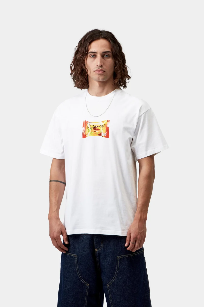 Carhartt WIP Herren-T-Shirt mit Aufdruck „Imbiss am Straßenrand“ | Weiß