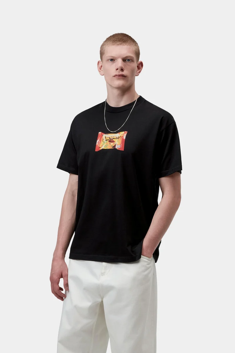Carhartt WIP Herren-T-Shirt mit Aufdruck „Imbiss am Straßenrand“ | Schwarz