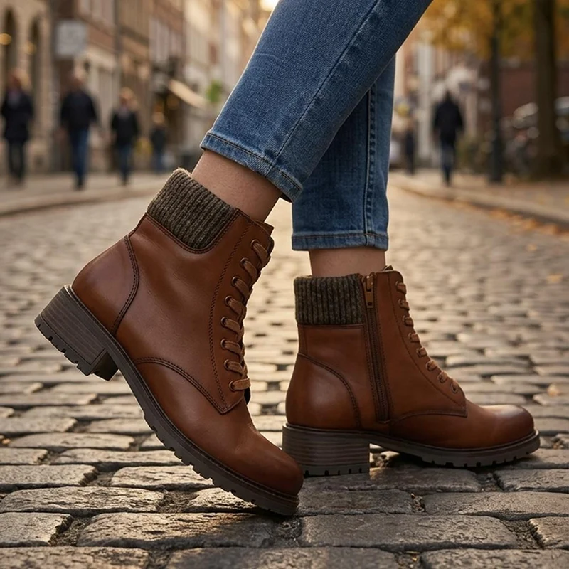Breathable Leather Boots - RNB42012 / 328 294 - Tan