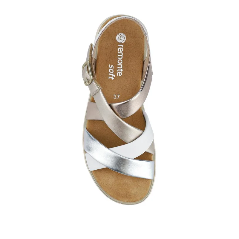 Buckle-Fastened Leather Sandals - DRS41509 / 327 088 - White Multi