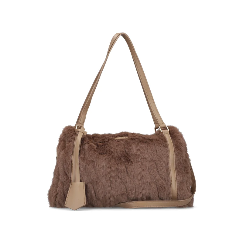 Rieker Damen-Schultertasche aus weichem Kunstfell | Braun