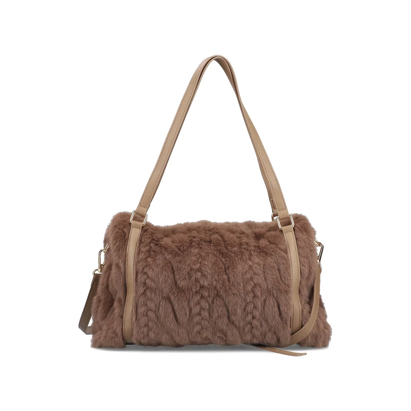 Rieker Damen-Schultertasche aus weichem Kunstfell | Braun