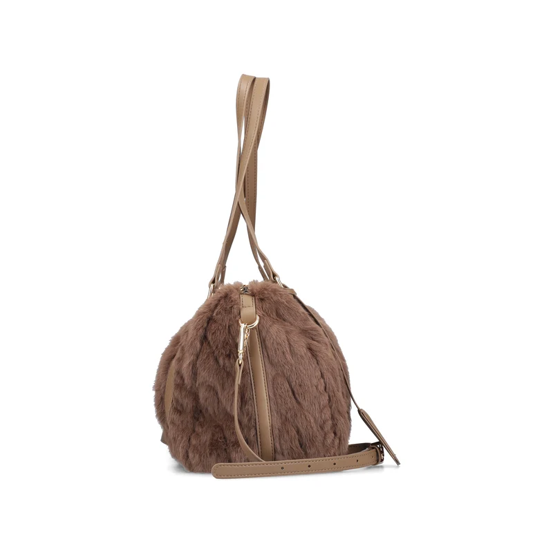 Rieker Damen-Schultertasche aus weichem Kunstfell | Braun