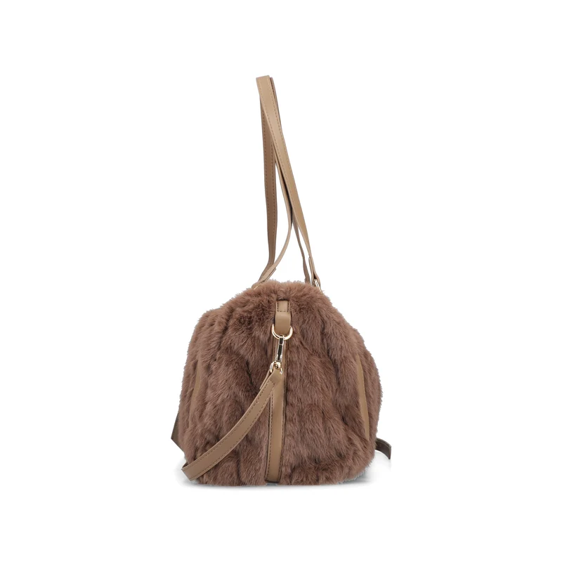 Rieker Damen-Schultertasche aus weichem Kunstfell | Braun