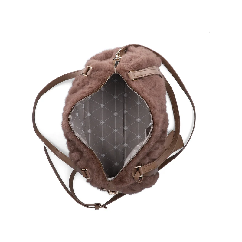 Rieker Damen-Schultertasche aus weichem Kunstfell | Braun
