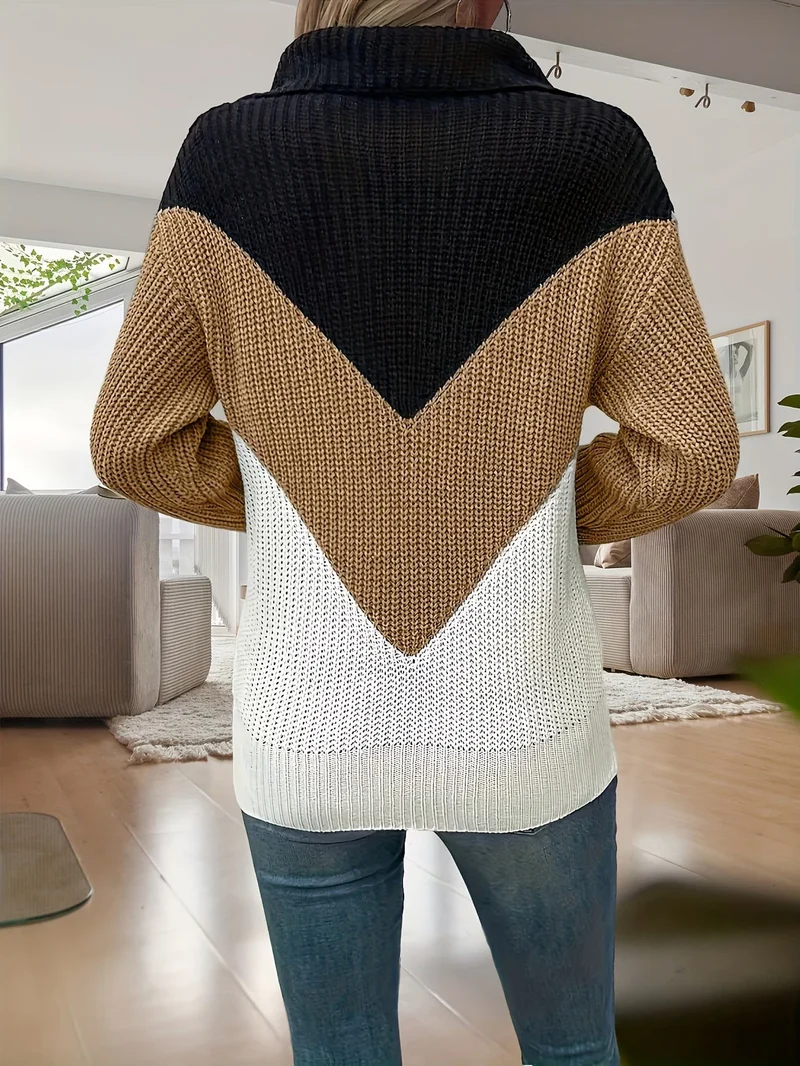 Fagina – Eleganter Strickpullover Mit Halbem Reißverschluss