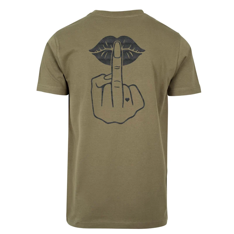 Statement T-Shirt Lippen Mittelfinger – Damen Baumwollshirt mit Backprint