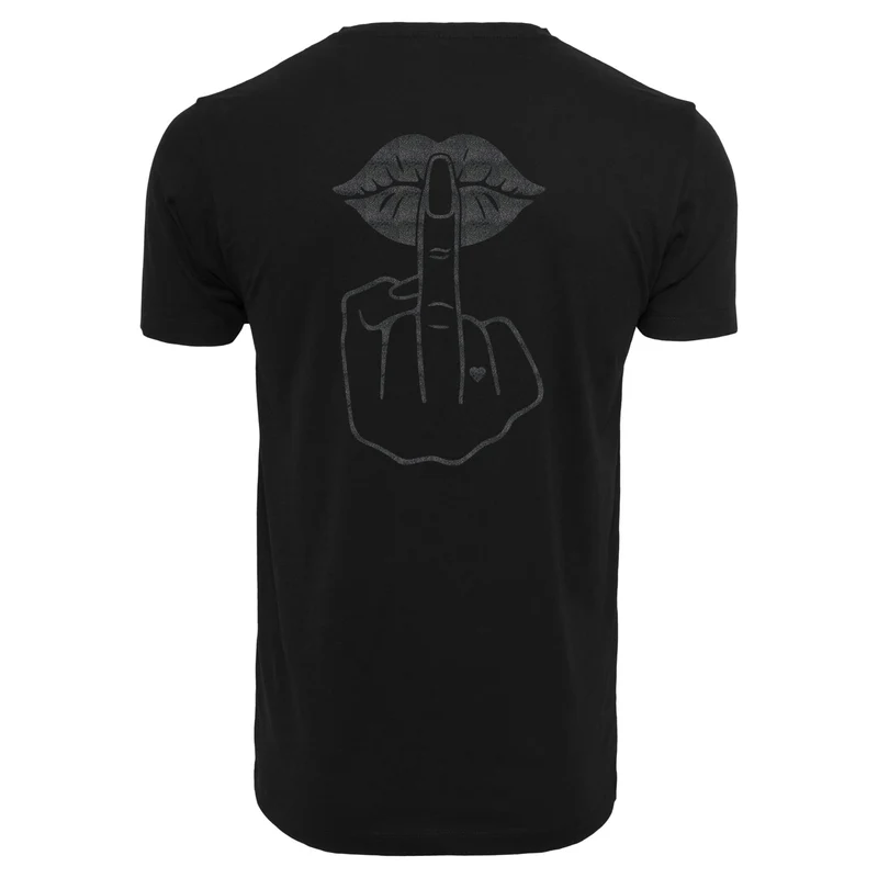 Statement T-Shirt Lippen Mittelfinger – Damen Baumwollshirt mit Backprint